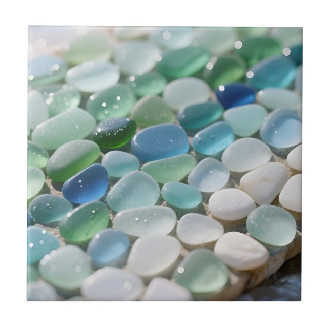 Mosaico de Vidro do Mar Ocean Blues Tranquilo (Frente)