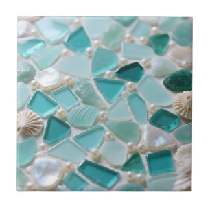Mosaico de Vidro Marinho Charme Costeiro Turquesa
