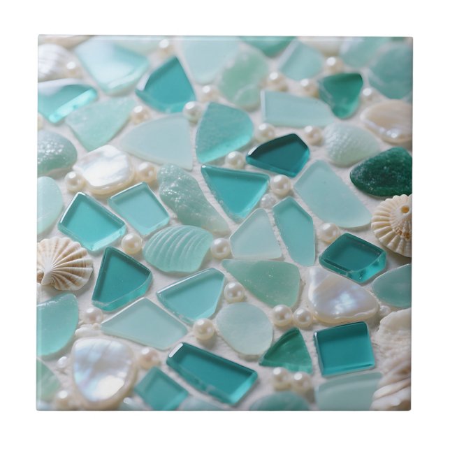 Mosaico de Vidro Marinho Charme Costeiro Turquesa (Frente)