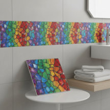 Mosaico de Vidro Orgulhoso Arco-Íris Vibrante