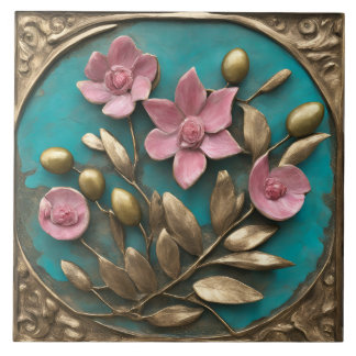 Mosaico Elegante Dourado e Rosa