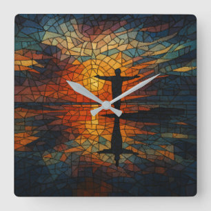 Mosaico eterno: Relógio de Parede Surreal Cubista