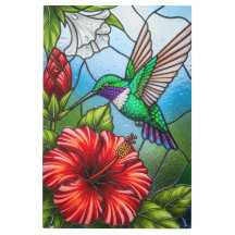 Mosaico Floral de Jardim de Beija-flor em Vidro