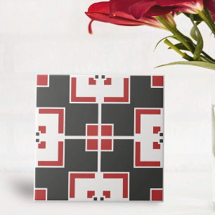Mosaico Geométrico Moderno Cinza Escuro Branco e V