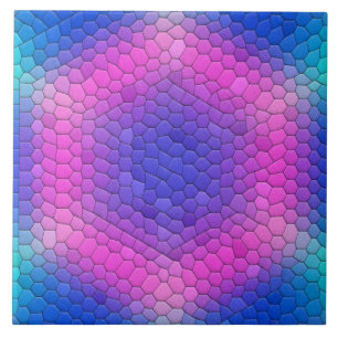 Mosaico Hexágono Rosa no Gradiente Azul