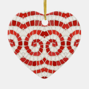 MOSAICO IÔNICO VERMELHO Enfeite de Cerâmica em For