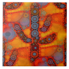 Mosaico Laranja Roxo Sudoeste Saguaro Cactus