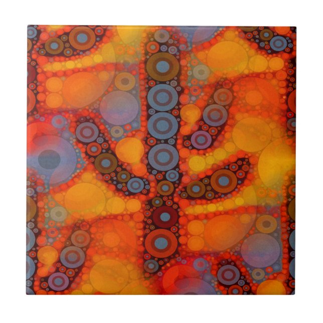 Mosaico Laranja Roxo Sudoeste Saguaro Cactus (Frente)