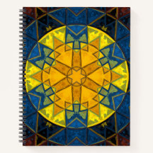 Mosaico Mandala Flor Amarelo Azul e Vermelho