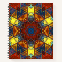 Mosaico Mandala Flor Vermelho Amarelo e Azul
