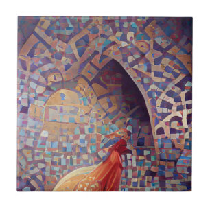 Mosaico marroquino lavanda roxa arte geométrica