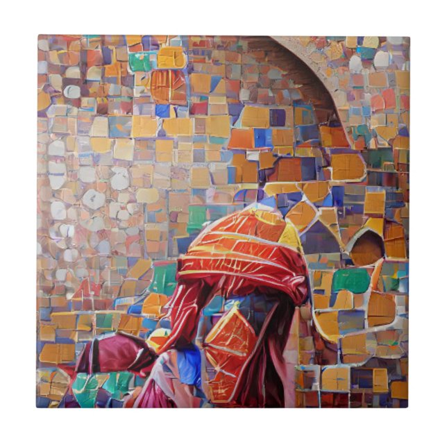 Mosaico marroquino multicolorido arte geométrica d (Frente)