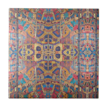 Mosaico marroquino vermelho turquesa de ouro geomé