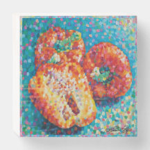 Mosaico Medley Peppers pontilhismo Caixa de Madeir