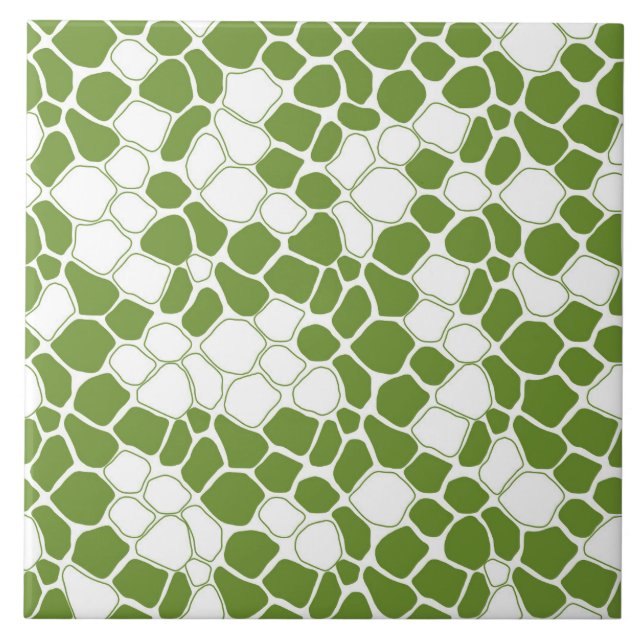 Mosaico moderno, abstrato, verde pastel, branco (Frente)