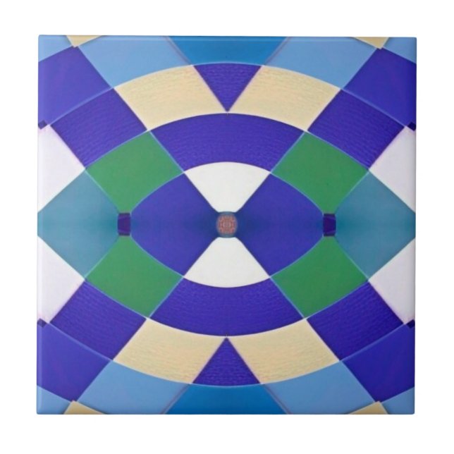 Mosaico moderno - azul geométrico - cor branca (Frente)
