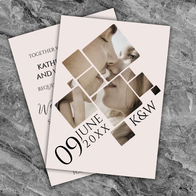 Mosaico moderno com convite para casamento de mono (Modern Wedding Invitation)