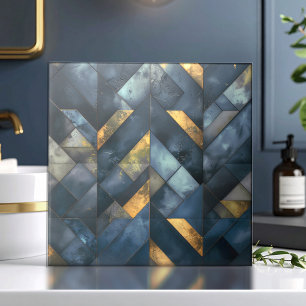 Mosaico Moderno Temperamental Azul Escuro Dourado