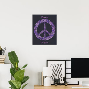 Mosaico Ombre Símbolo da Paz Lavanda Roxo Posters