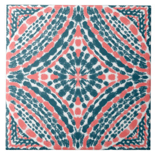Mosaico-Pintado-Mão-de-Coral-Teal Mediterrâneo