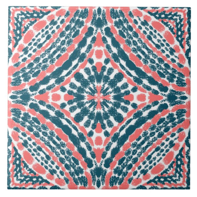 Mosaico-Pintado-Mão-de-Coral-Teal Mediterrâneo (Frente)