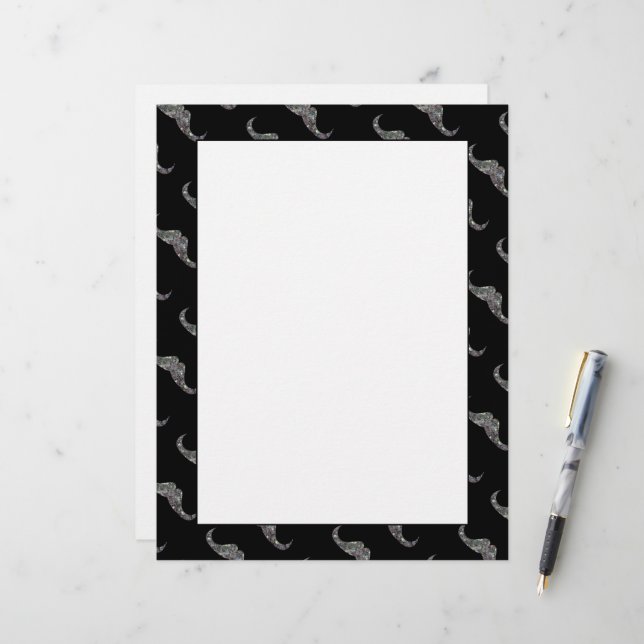 Mosaico prateado com papel padrão de bigode (Frente/Verso In Situ)
