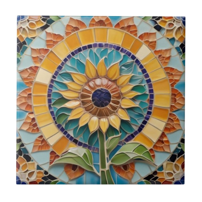 Mosaico Sunflower Faux com Sol Sunny (Frente)
