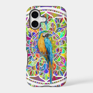 Mosaico Tropical – Mandala de Arara Azul e Amarela