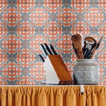 Mosaico vermelho-escuro, azul-desconfortável, com<br><div class="desc">Azulejo decorativo moldado com estampas de aspecto cimentônico vermelho e azul escuro.</div>