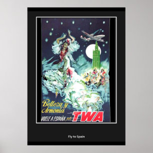 Mosca ao impressão retro do vintage da espanha