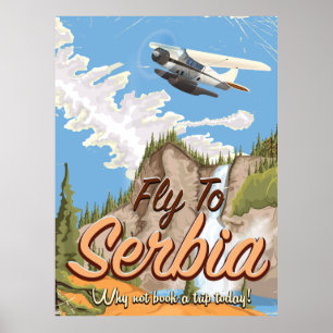 Mosca ao poster de viagens dos desenhos animados