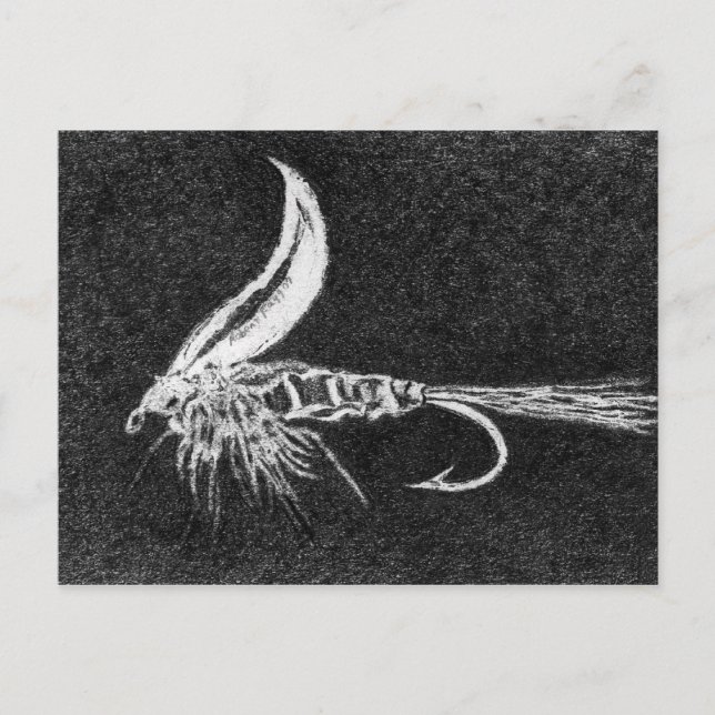 Mosca de Truta Clássica Cartão Postal Gold Ribbed  (Frente)