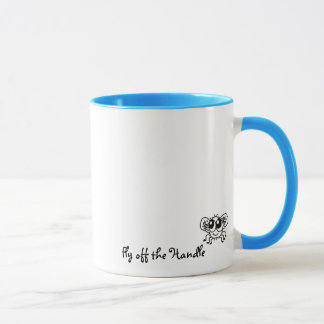 Mosca engraçada bonito fora da caneca do punho