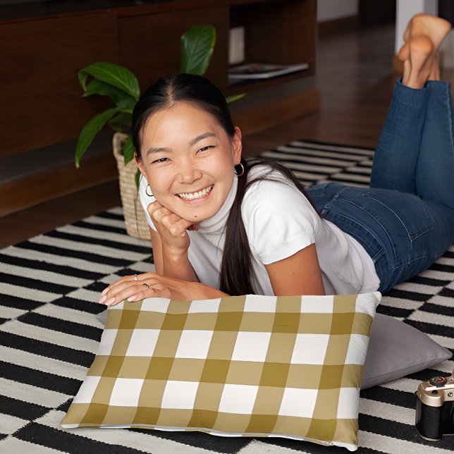 Moss Brown Checkered Travesseiro Case (Criador carregado)