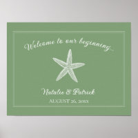 Moss Green Starfish Poster de boas-vindas