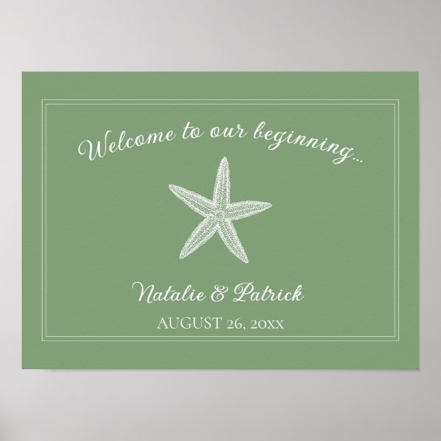 Moss Green Starfish Poster de boas-vindas (Frente)