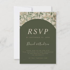 Moss Green Vintage Botanage Garden Qr Code RSVP