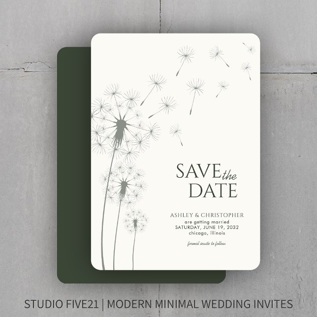 Moss Green Wedding Save the Date Card (Criador carregado)