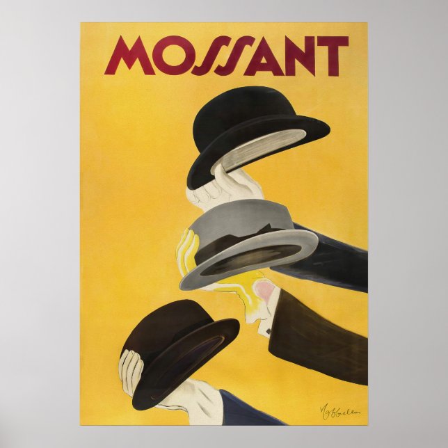 Mossant Hats Vintage Fashion Poster (Frente)