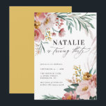 Mostarda cor-de-água floral aniversário de 30 anos<br><div class="desc">Aniversário de 30 anos cor-de-água,  cor-de-rosa floral,  convites de festas de mostarda. Lindo e elegante tema de festa moderna.</div>