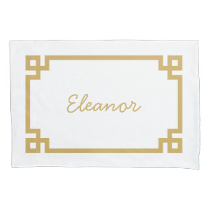 Mostarda Grega Chave Monograma Travesseiro Padrão