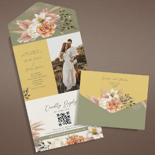 Mostarda Verde Oliva Foto QR Casamento