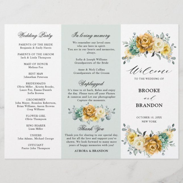 Mostarda Yellow Floral Sage Green triplo (Frente)