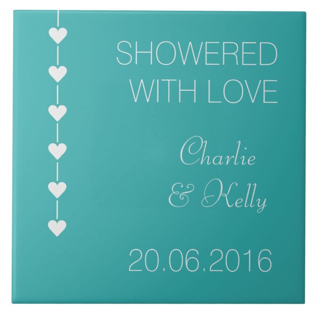 MOSTRADO COM AMOR azulejos personalizados de texto (Frente)