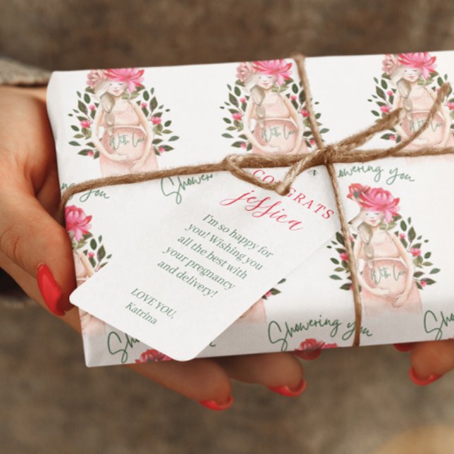 Mostrando-Lhe Com Etiqueta De Presente De Amor (Congratulate a special mommy to be with these personalized, "Showering you with love" gift tags! )