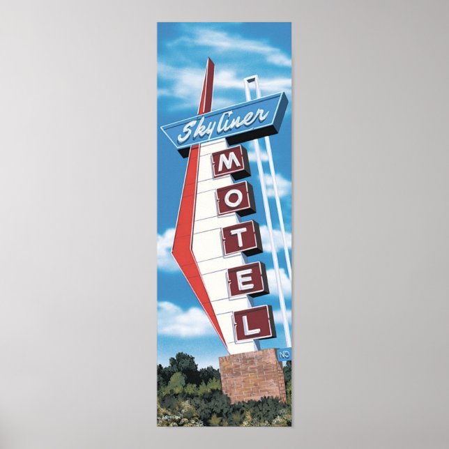Motel Skyliner na Rota 66 Retro Poster (Frente)