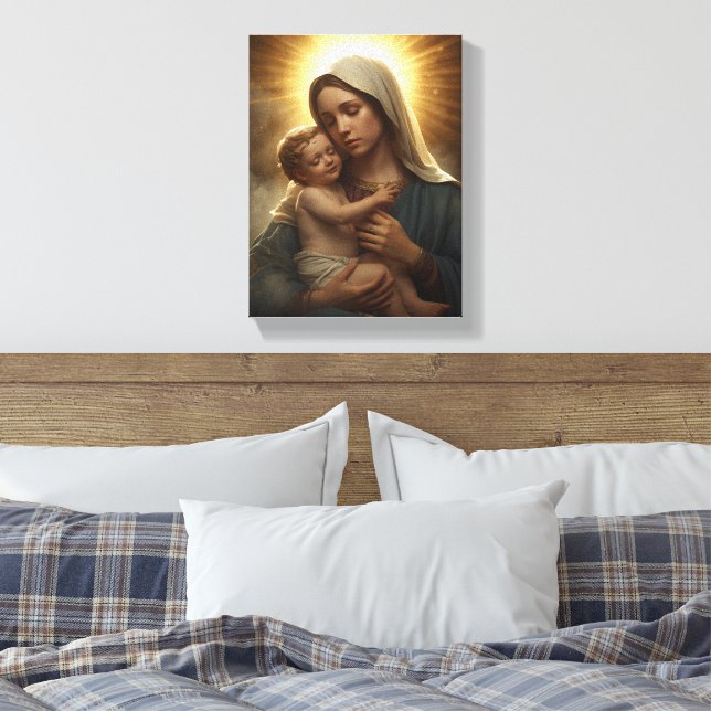 Mother Mary and Baby Jesus Stretched Canvas Print (Insitu(Quarto))