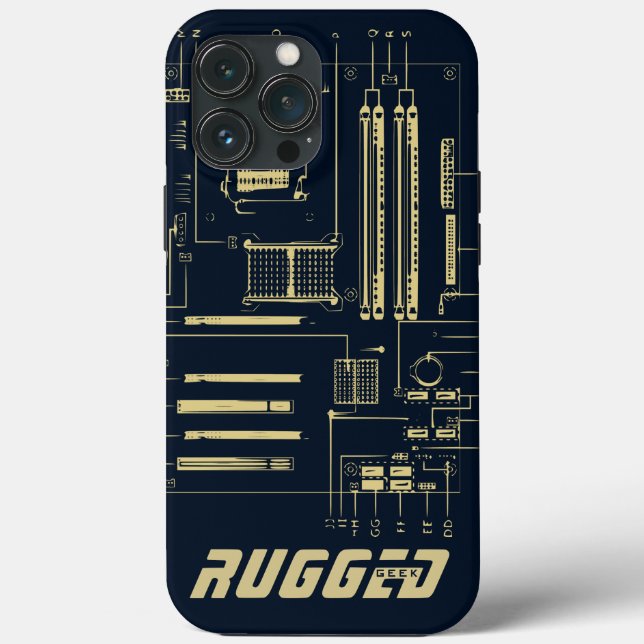 Motherboard Tech de GEEK azul e ouro RUGGGED (Verso)