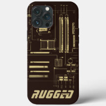 Motherboard Tech de GEEK marrom e dourado RUGGGG