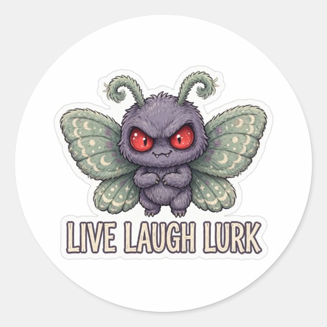 Mothman Viva Rir Espiar Adesivo Redondo de Criptíd (Frente)